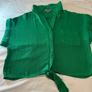 Good Luck Gem Vibrant Green Tie-Front Crop Top